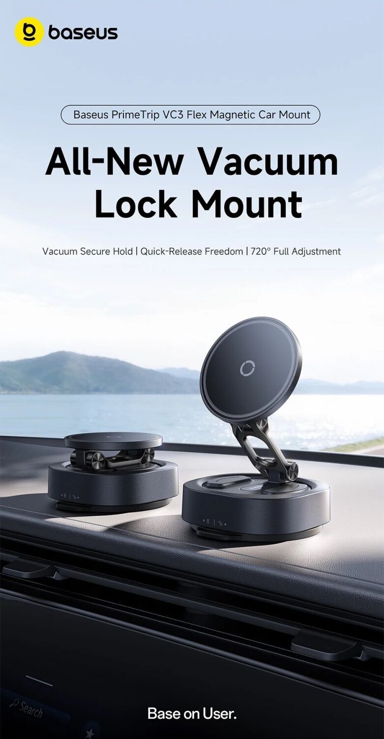 Автомобильный держатель Baseus PrimeTrip VC3 Flex Suction Type Car Mount (C0013R00) - Black. Фото 5 Автомобильный держатель Baseus PrimeTrip VC3 Flex Suction Type Car Mount (C0013R00) - Black (982718B). Фото 5 из 31