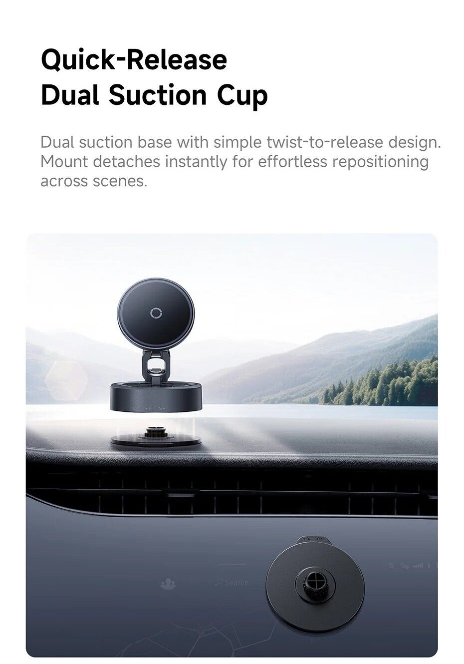 Автомобильный держатель Baseus PrimeTrip VC3 Flex Suction Type Car Mount (C0013R00) - Black. Фото 14 Автомобильный держатель Baseus PrimeTrip VC3 Flex Suction Type Car Mount (C0013R00) - Black (982718B). Фото 14 из 31