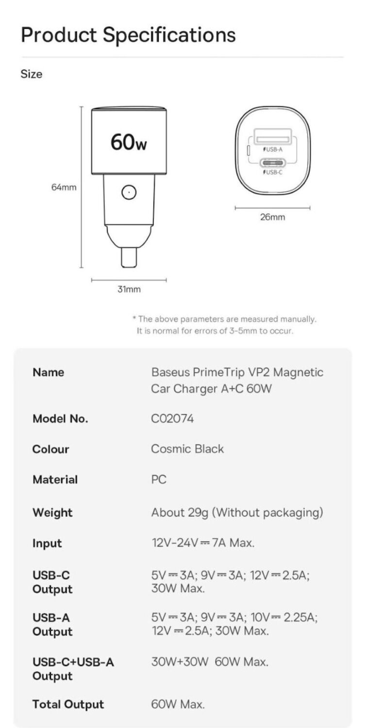 Автомобильное зарядное устройство Baseus PrimeTrip VP2 30W (Type-C + Type-C) C0207500 - Black. Фото 23 Автомобильное зарядное устройство Baseus PrimeTrip VP2 30W (Type-C + Type-C) C0207500 - Black (923426B). Фото 23 из 26