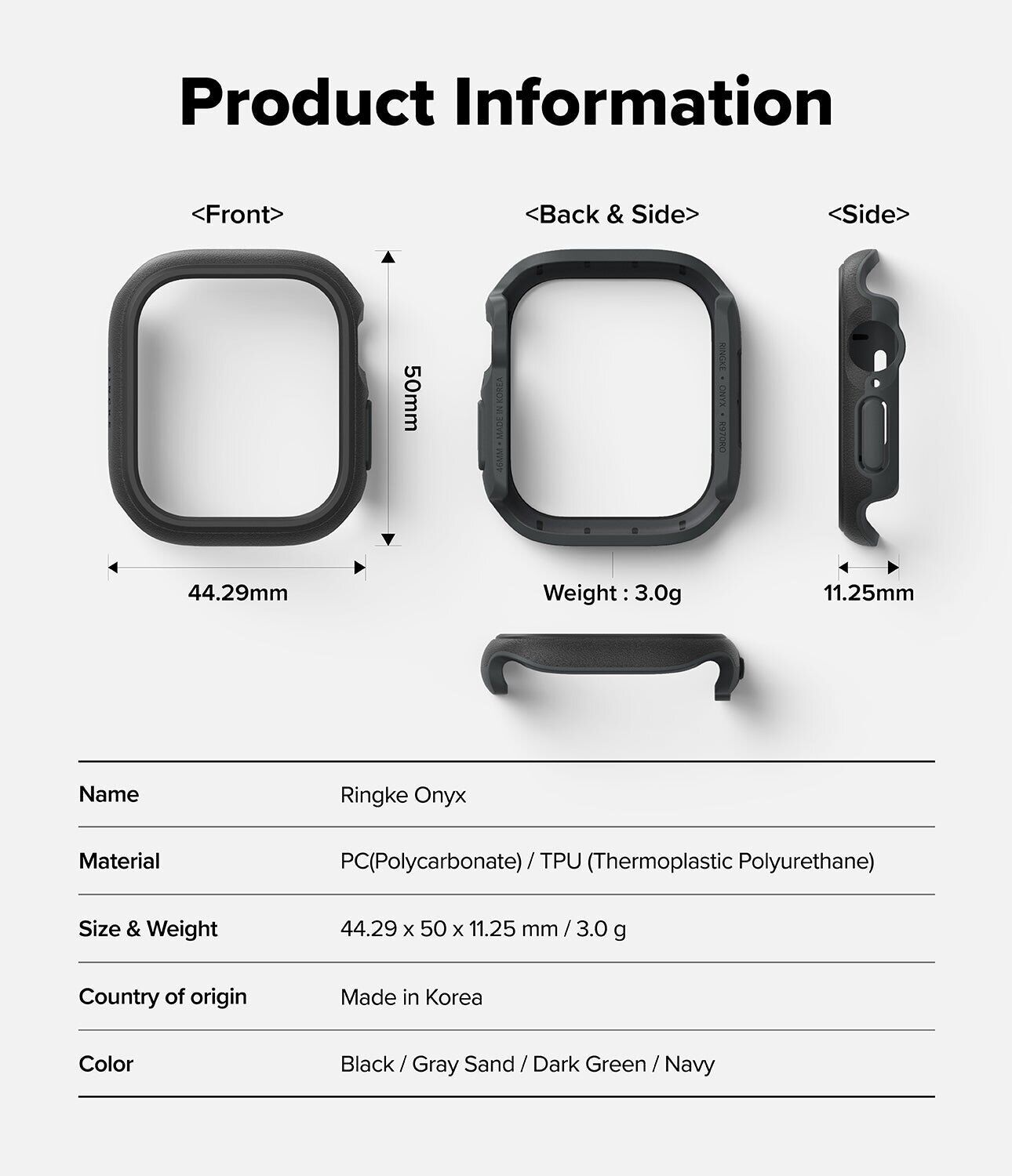 Захисний чохол Ringke Onyx (FW) для Apple Watch 10 / 11 46 mm (8800274969674) - Dark Green. Фото 14 Захисний чохол Ringke Onyx (FW) для Apple Watch 10 / 11 46 mm (8800274969674) - Dark Green (364540DG). Фото 14 з 16