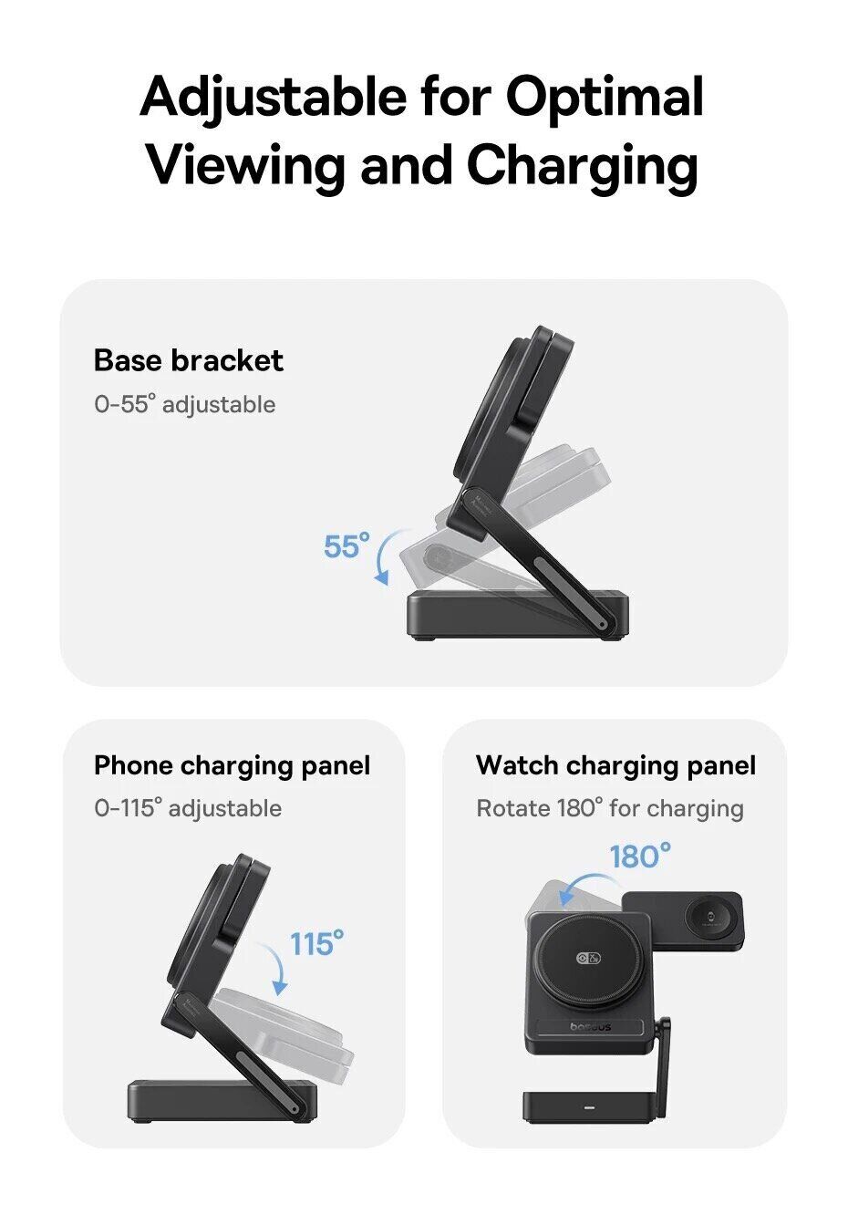 Беспроводное зарядное устройство Baseus PicoGo AF21 3 in 1 Qi2 35W + кабель Type-C to Type-C (1m) E0205402 - Black. Фото 12 Беспроводное зарядное устройство Baseus PicoGo AF21 3 in 1 Qi2 35W + кабель Type-C to Type-C (1m) E0205402 - Black (958324B). Фото 12 из 21