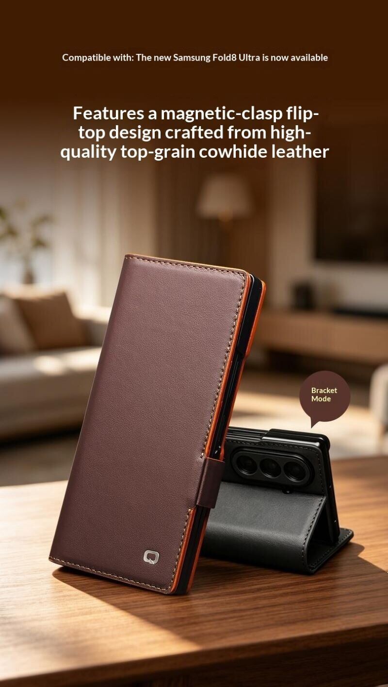 Кожаный чехол QIALINO Wallet Case (FF) для Samsung Galaxy Fold 8 Ultra - Brown. Фото 6 Кожаный чехол QIALINO Wallet Case (FF) для Samsung Galaxy Fold 8 Ultra - Brown (424036Z). Фото 6 из 15