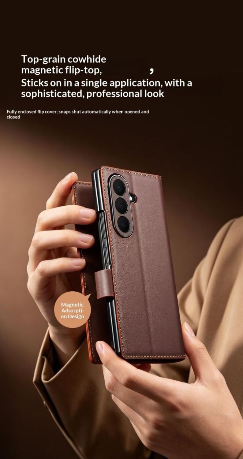 Кожаный чехол QIALINO Wallet Case (FF) для Samsung Galaxy Fold 8 Ultra - Brown. Фото 9 Кожаный чехол QIALINO Wallet Case (FF) для Samsung Galaxy Fold 8 Ultra - Brown (424036Z). Фото 9 из 15
