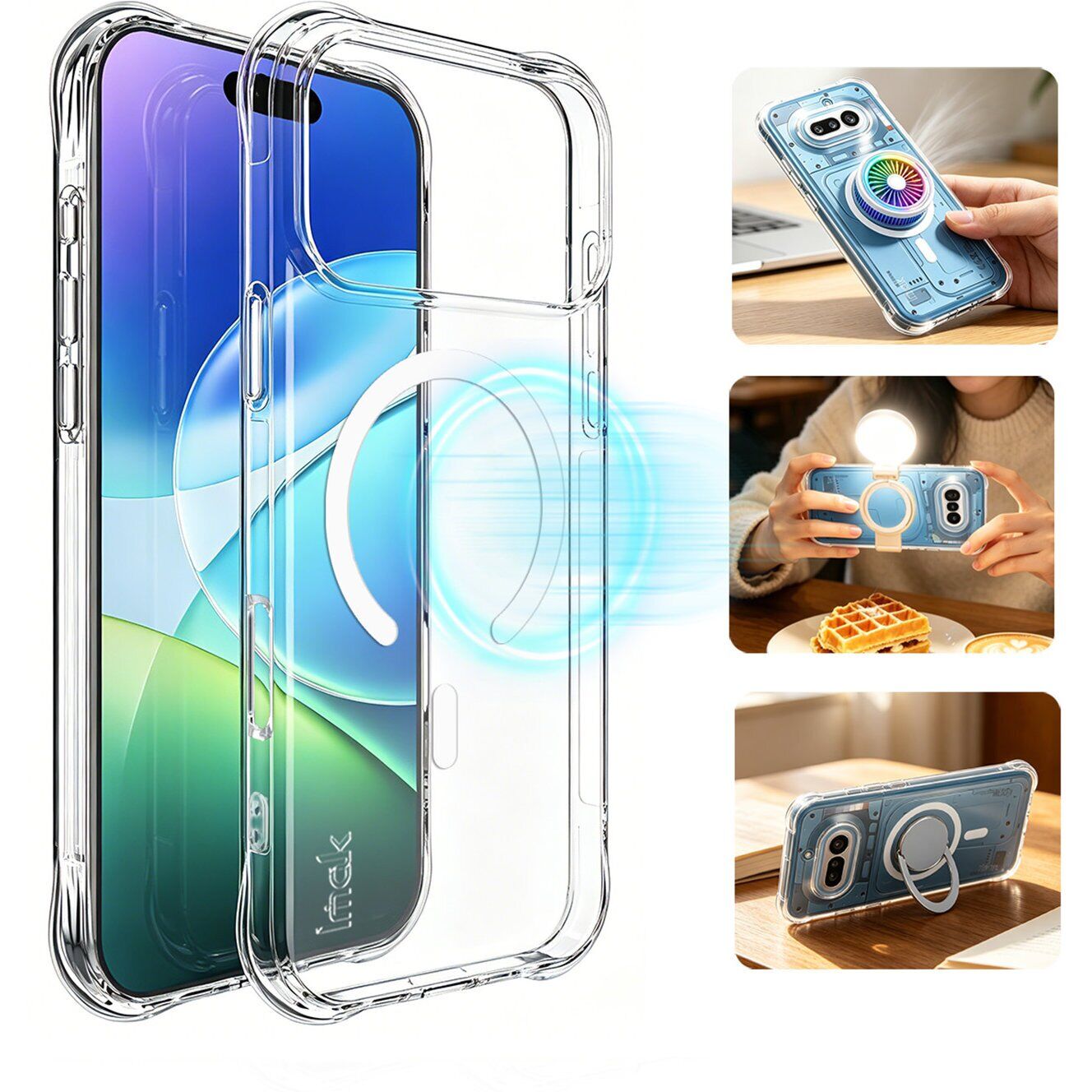 Защитный чехол IMAK Space Shield MagSafe для iPhone 18 Pro - Transparent. Фото 3 Защитный чехол IMAK Space Shield MagSafe для iPhone 18 Pro - Transparent (423643T). Фото 3 из 12