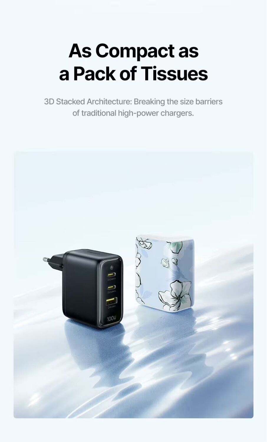 Сетевое зарядное устройство Baseus EnerFill FE22 100W (2Type-C + USB) E0123801 - White. Фото 14 Сетевое зарядное устройство Baseus EnerFill FE22 100W (2Type-C + USB) E0123801 - White (995698W). Фото 14 из 32