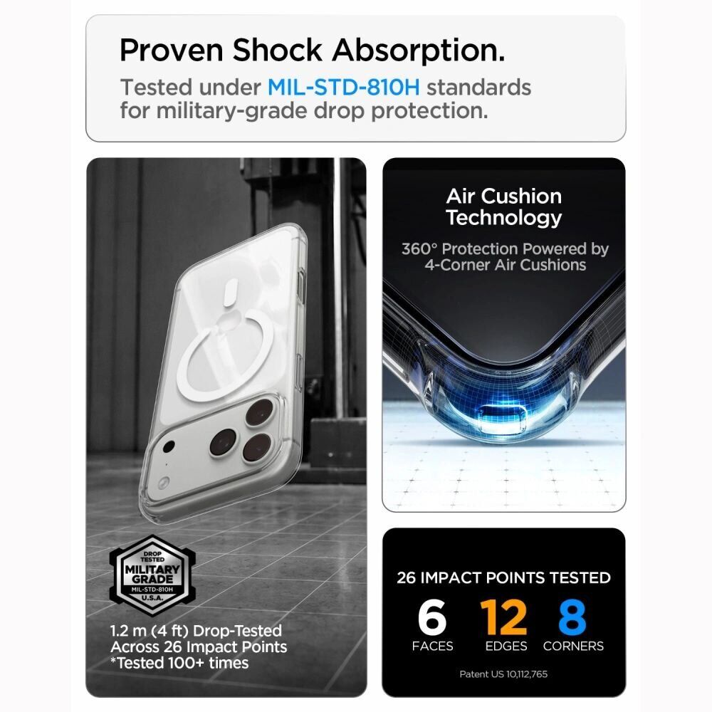 Захисний чохол Spigen Liquid Crystal (MagFit) для iPhone 18 Pro Max (ACS12143) - Clear / White. Фото 10 Захисний чохол Spigen Liquid Crystal (MagFit) для iPhone 18 Pro Max (ACS12143) - Clear / White (440301CW). Фото 10 з 11