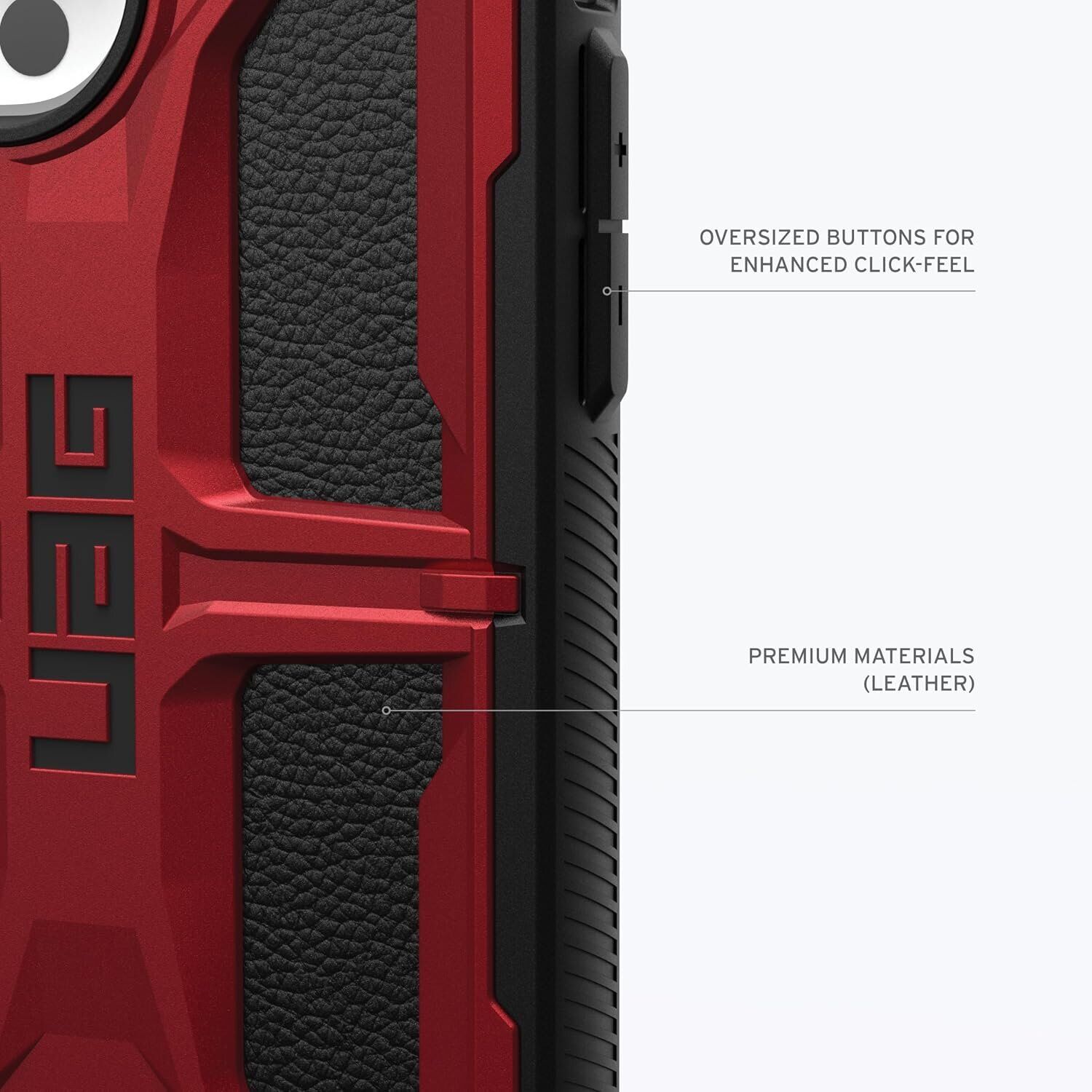 Защитный чехол URBAN ARMOR GEAR Monarch для iPhone 15 Pro Max (114298119494) - Crimson. Фото 7 Защитный чехол URBAN ARMOR GEAR Monarch для iPhone 15 Pro Max (114298119494) - Crimson (349683R). Фото 7 з 8