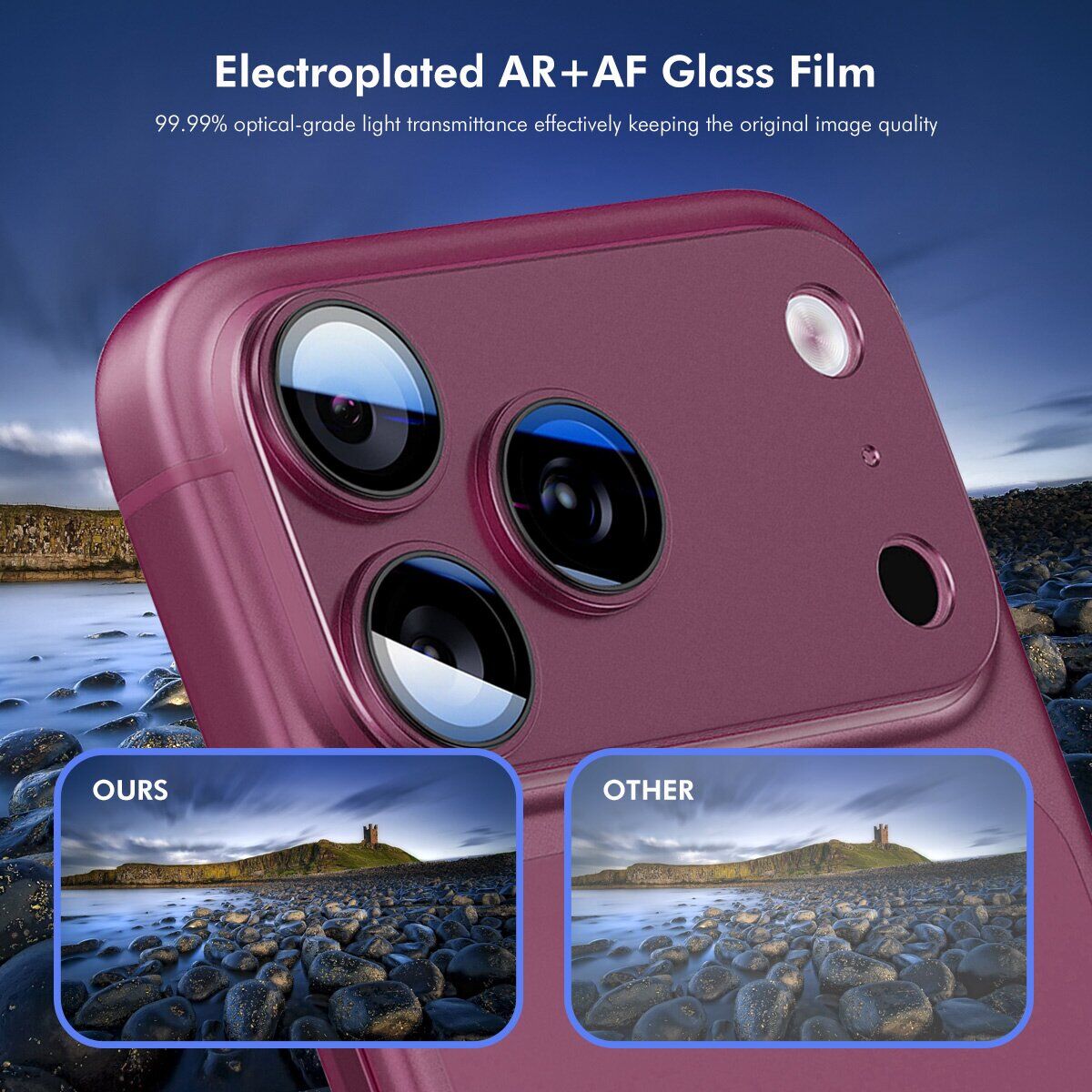 Захисне скло на камеру ENKAY Camera Style для iPhone 18 Pro - Wine Red. Фото 5 Захисне скло на камеру ENKAY Camera Style для iPhone 18 Pro - Wine Red (423662WR). Фото 5 з 6