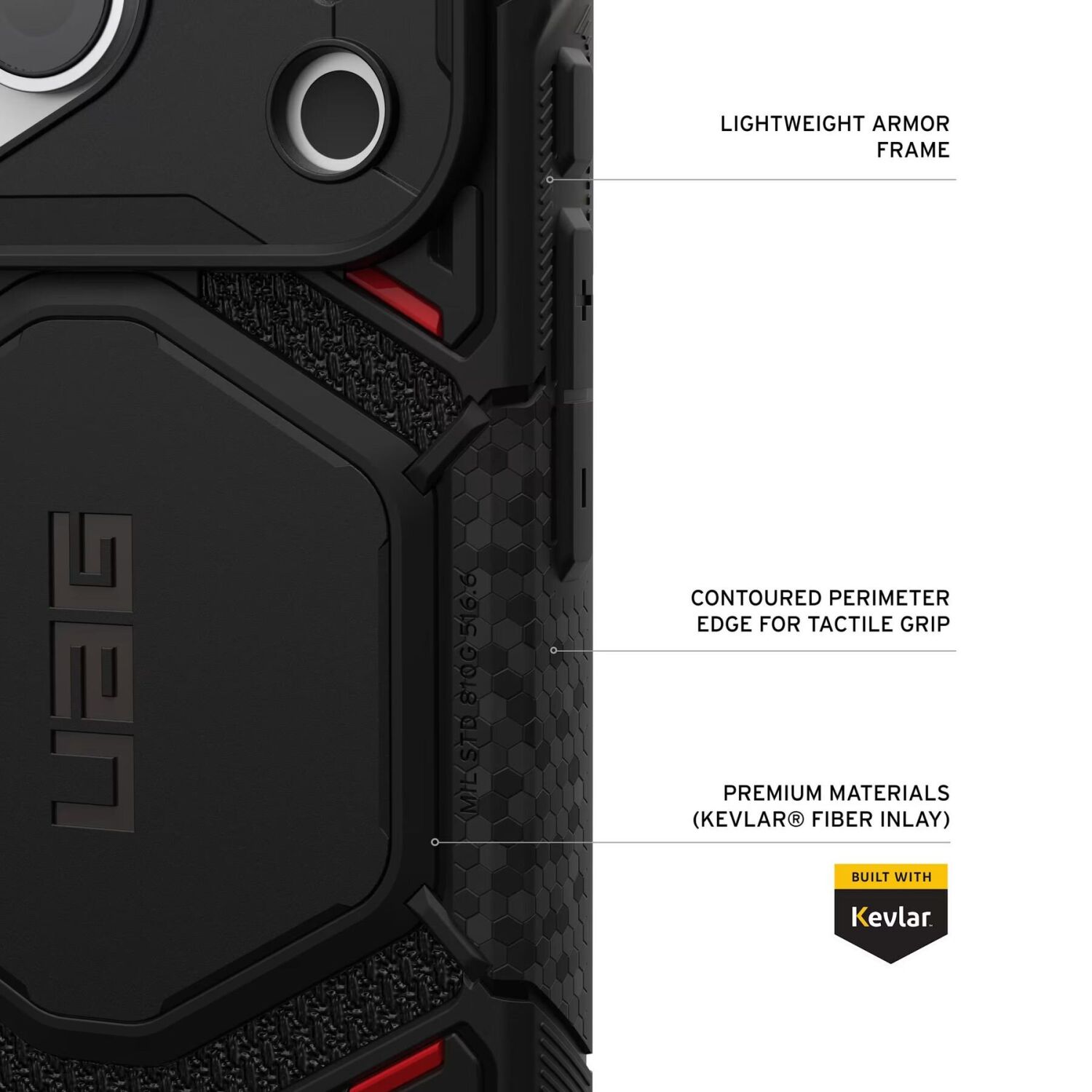 Защитный чехол URBAN ARMOR GEAR Monarch Pro Kevlar MagSafe для iPhone 18 Pro (114569113940) - Kevlar Black. Фото 10 Защитный чехол URBAN ARMOR GEAR Monarch Pro Kevlar MagSafe для iPhone 18 Pro (114569113940) - Kevlar Black (440116B). Фото 10 из 11