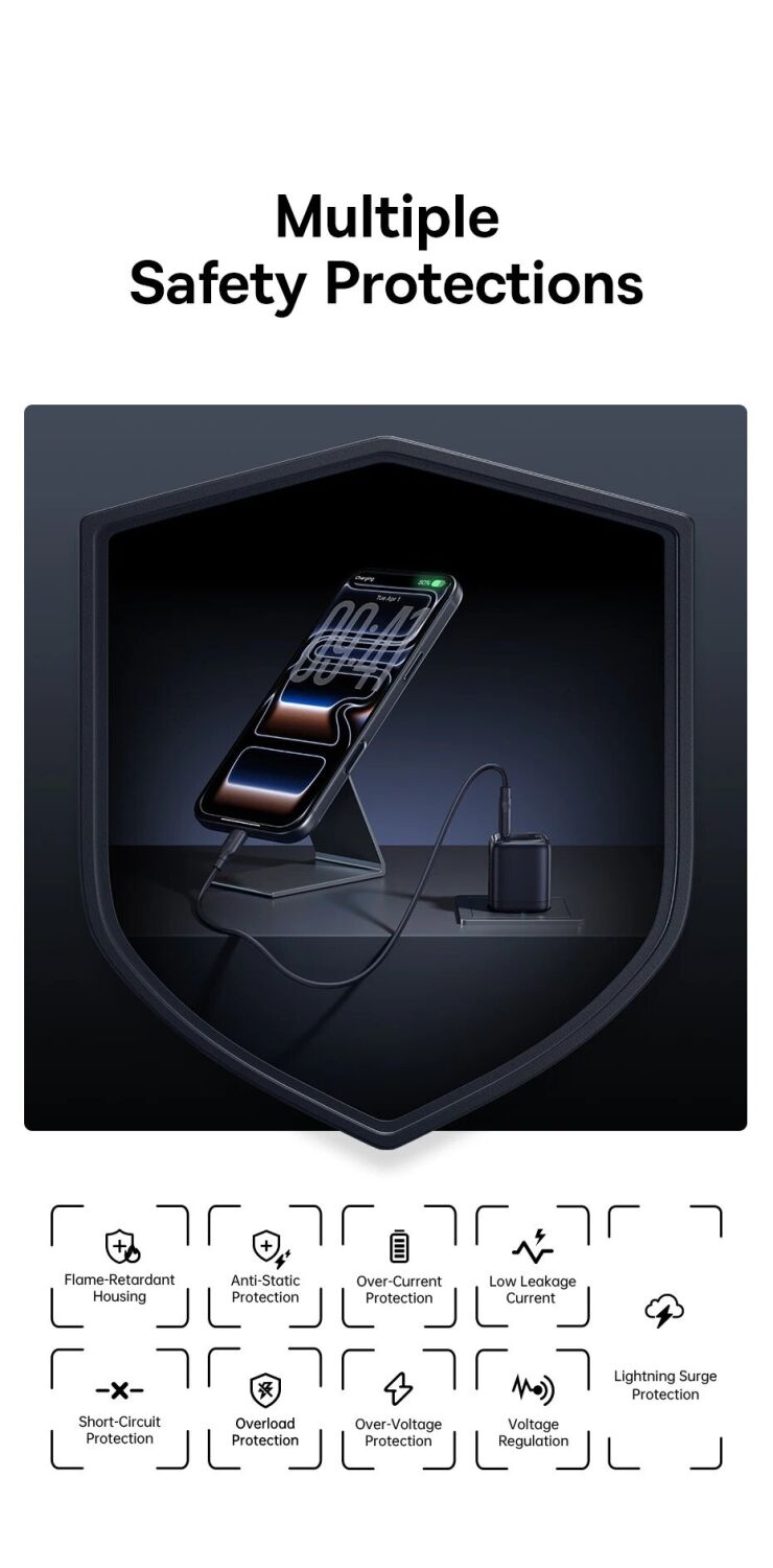 Сетевое зарядное устройство Baseus EnerFill FN22 45W (Type-C) E0123300 - Black. Фото 8 Сетевое зарядное устройство Baseus EnerFill FN22 45W (Type-C) E0123300 - Black (995697B). Фото 8 из 13