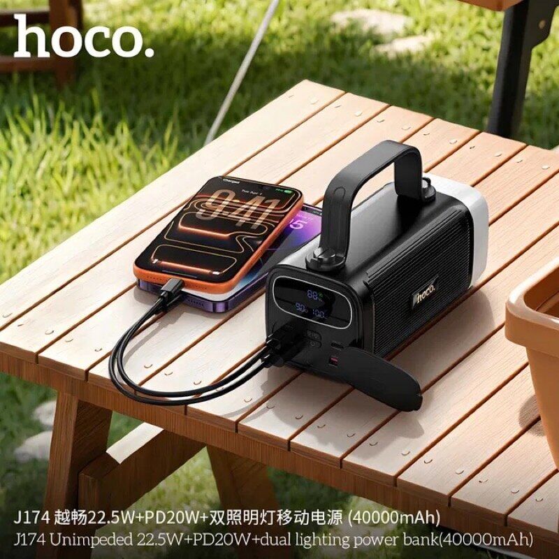Внешний аккумулятор Hoco J174 Unimpeded 22.5W + PD20W (40000mAh) - Black. Фото 8 Внешний аккумулятор Hoco J174 Unimpeded 22.5W + PD20W (40000mAh) - Black (995757B). Фото 8 из 9