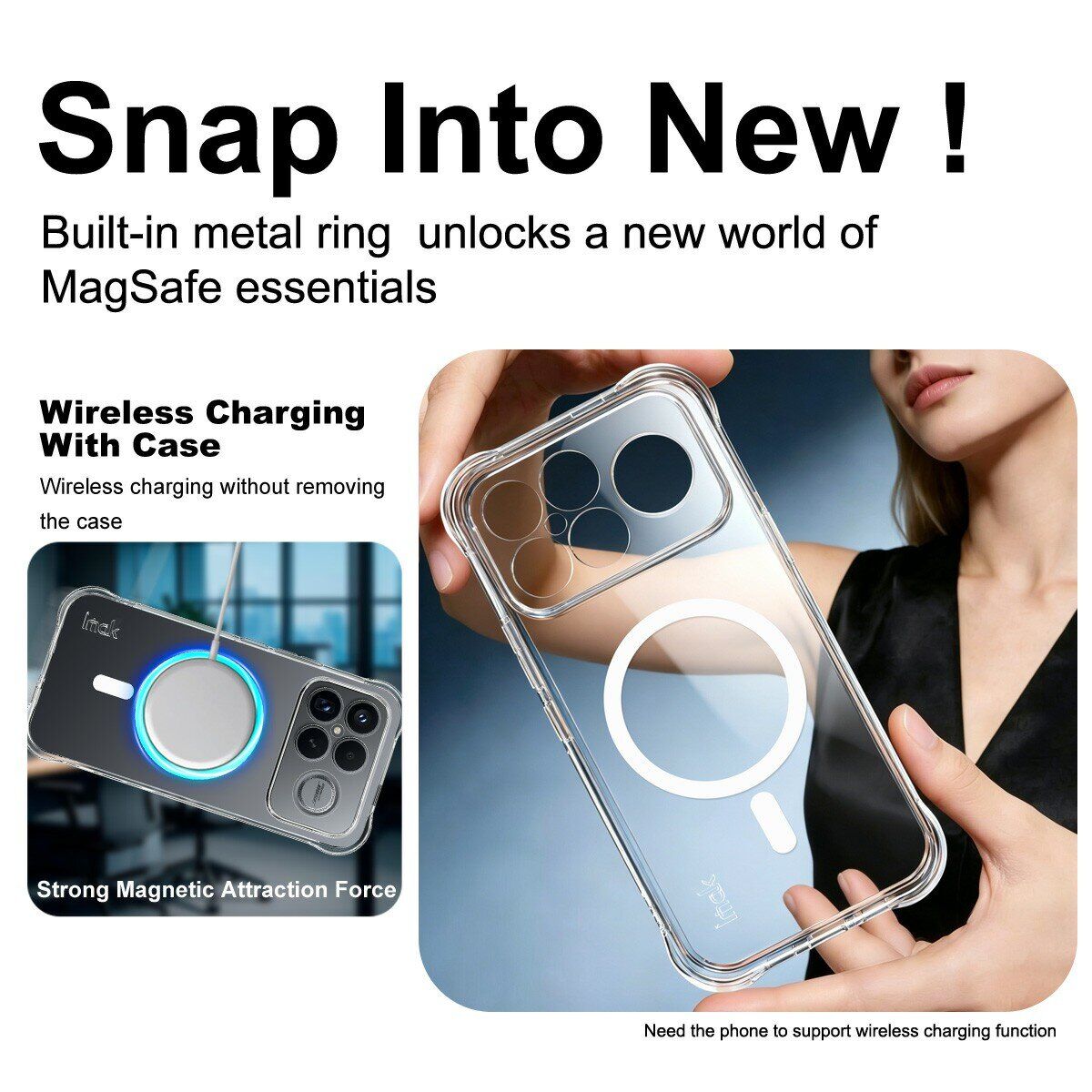 Защитный чехол IMAK Space Shield MagSafe для Xiaomi Poco F8 Ultra - Transparent. Фото 5 Защитный чехол IMAK Space Shield MagSafe для Xiaomi Poco F8 Ultra - Transparent (403461T). Фото 5 из 11