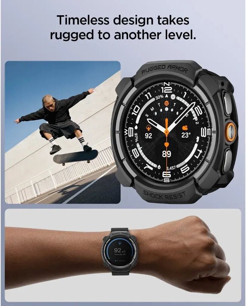 Защитный чехол Spigen Rugged Armor (FW) для Samsung Galaxy Watch Ultra 2 (ACS11611) - Matte Black. Фото 7 Защитный чехол Spigen Rugged Armor (FW) для Samsung Galaxy Watch Ultra 2 (ACS11611) - Matte Black (427012MB). Фото 7 из 11