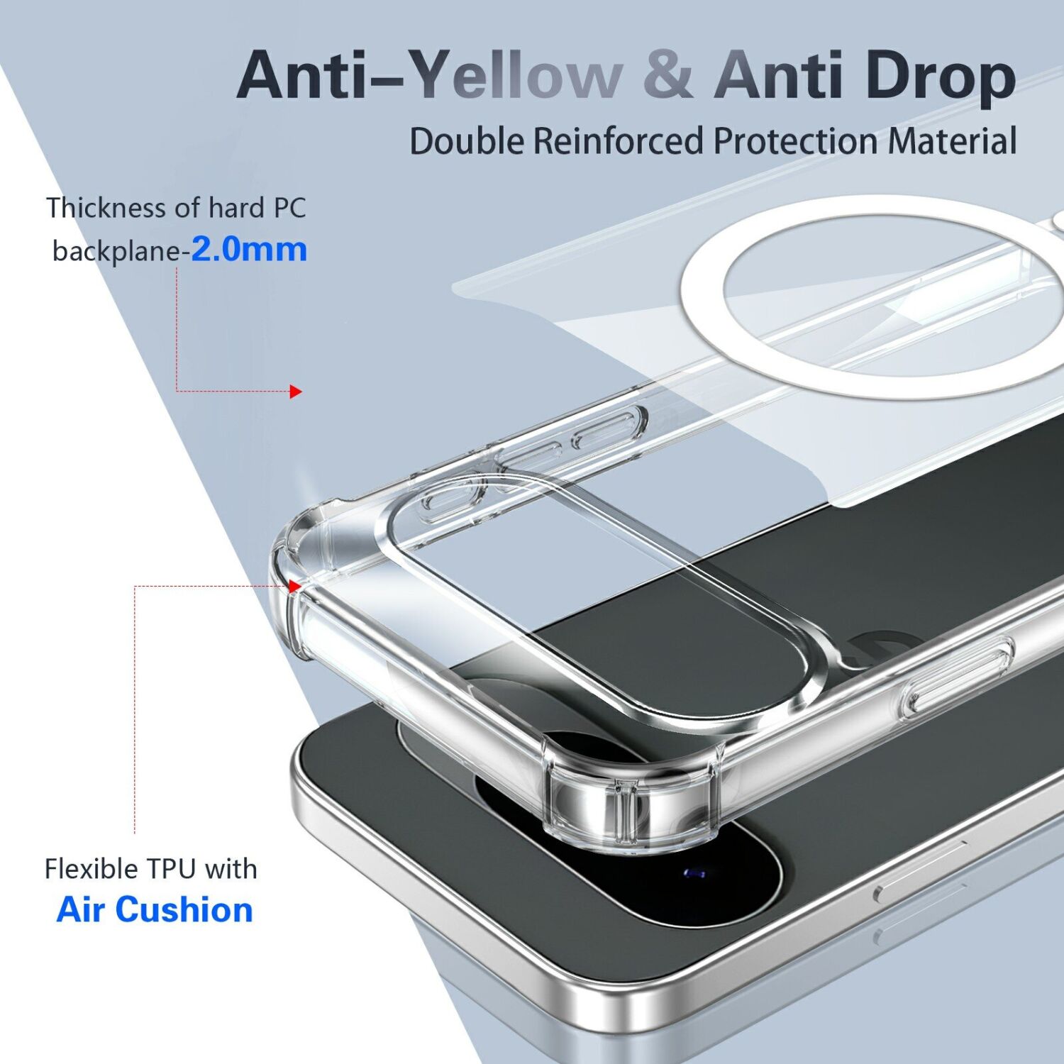 Защитный чехол UniCase AirBag Flow MagSafe для Google Pixel 11 / 11 Pro - Transparent. Фото 4 Защитный чехол UniCase AirBag Flow MagSafe для Google Pixel 11 / 11 Pro - Transparent (425530T). Фото 4 из 14