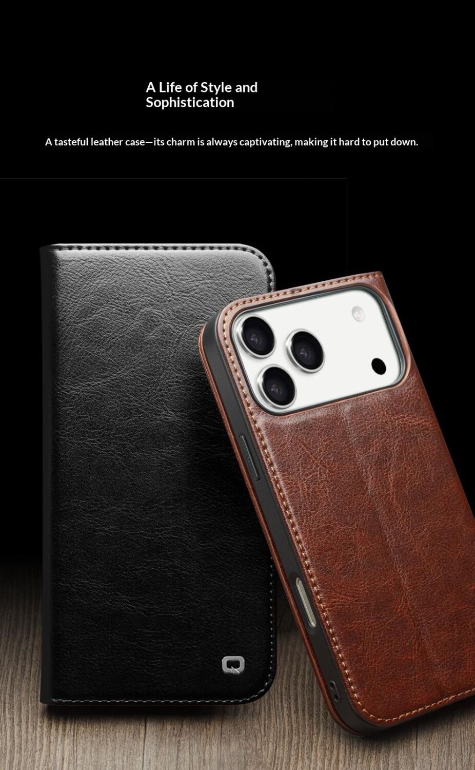 Шкіряний чохол QIALINO Classic Case для iPhone 18 Pro Max - Black. Фото 8 Шкіряний чохол QIALINO Classic Case для iPhone 18 Pro Max - Black (423859B). Фото 8 з 13