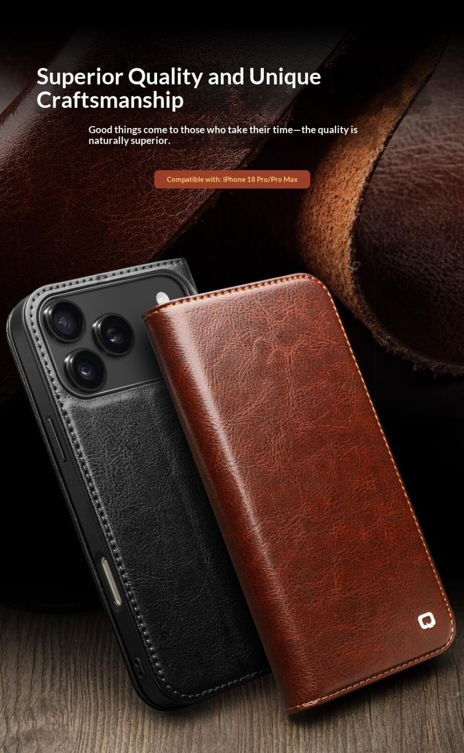 Шкіряний чохол QIALINO Classic Case для iPhone 18 Pro Max - Black. Фото 6 Шкіряний чохол QIALINO Classic Case для iPhone 18 Pro Max - Black (423859B). Фото 6 з 13