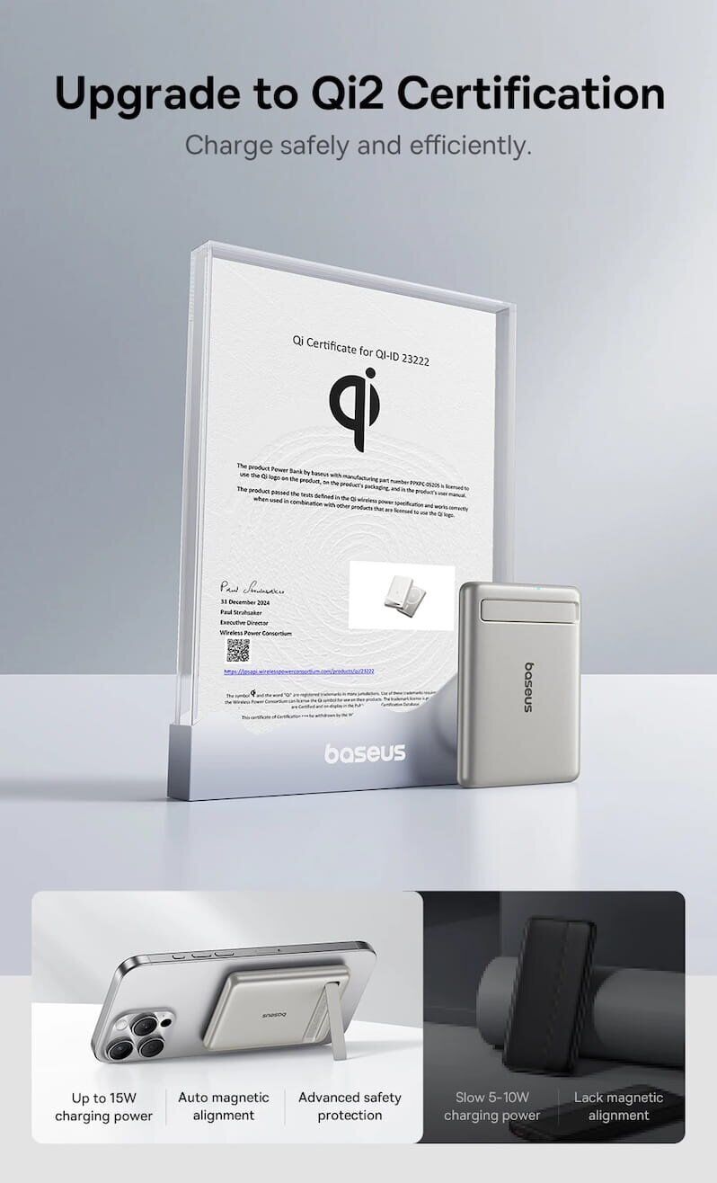 Внешний аккумулятор Baseus PicoGo AM31 Qi2 MagSafe 20W (5000mAh) P10081907123-00 - Black. Фото 11 Внешний аккумулятор Baseus PicoGo AM31 Qi2 MagSafe 20W (5000mAh) P10081907123-00 - Black (995794B). Фото 11 из 24