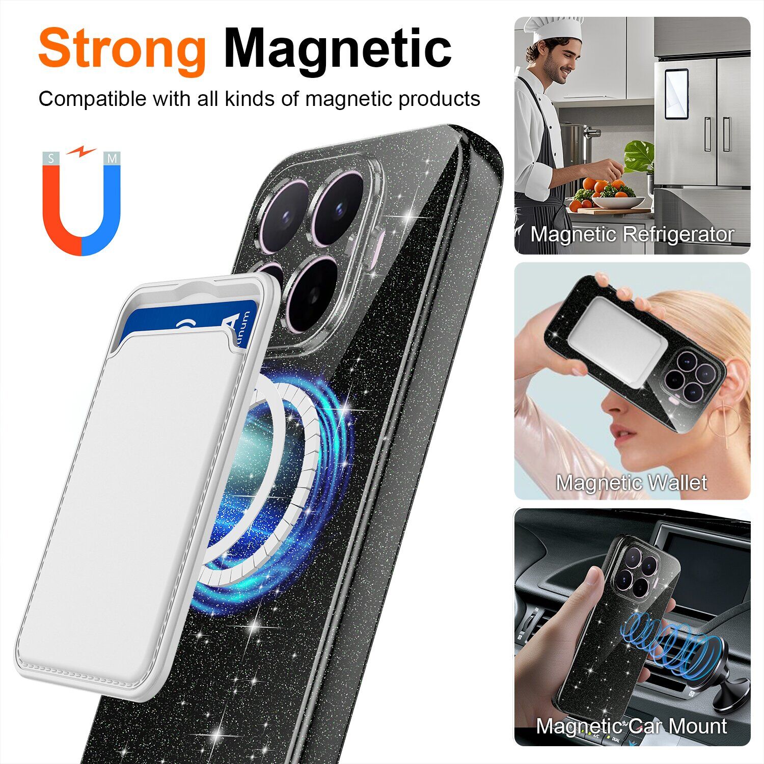 Защитный чехол Deexe Glitter Case with MagSafe для Xiaomi 17T - Black. Фото 4 Защитный чехол Deexe Glitter Case with MagSafe для Xiaomi 17T - Black (408843B). Фото 4 из 7