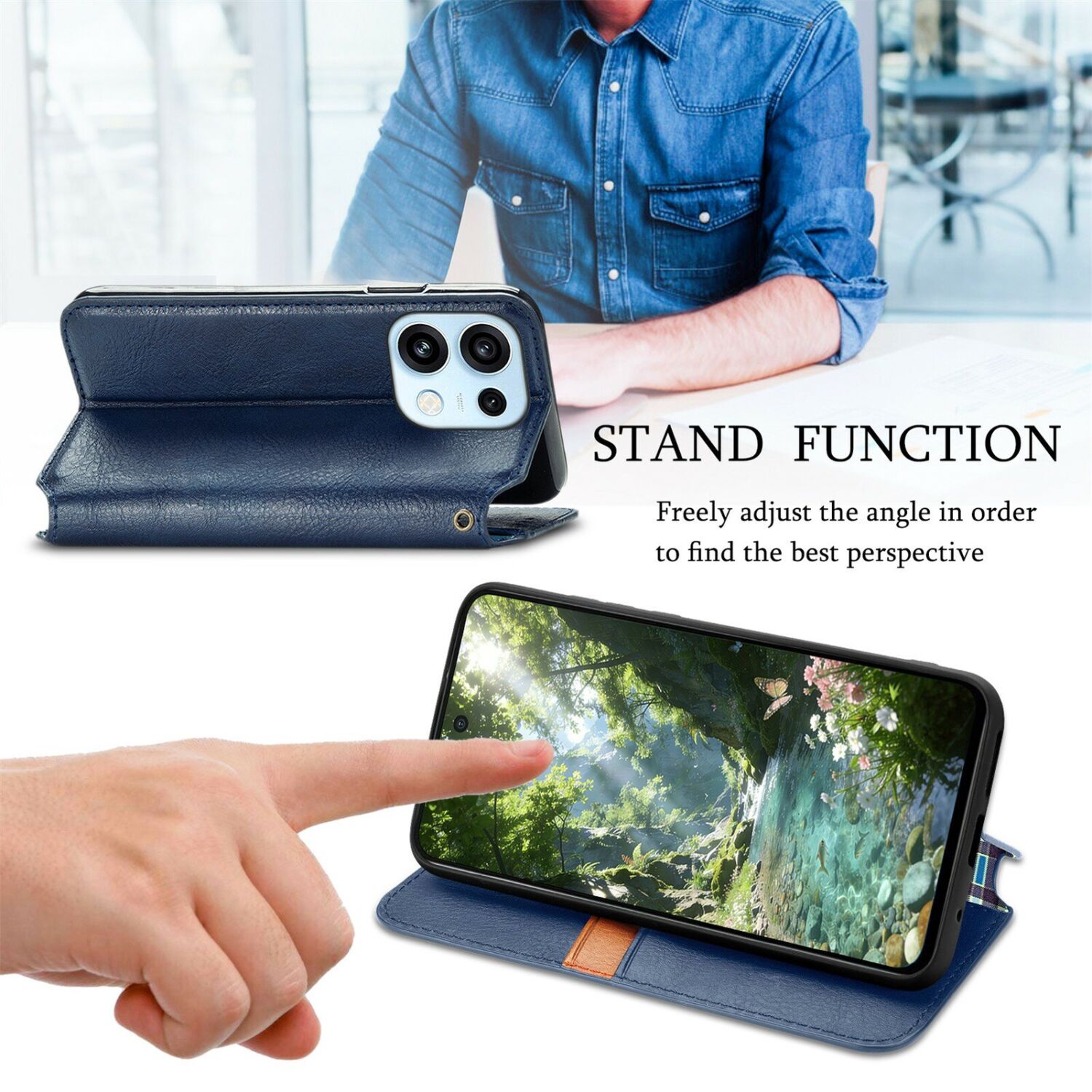 Чехол Deexe Rhombus Wallet для OPPO Reno 16 / 16 Pro - Blue. Фото 6 Чехол Deexe Rhombus Wallet для OPPO Reno 16 / 16 Pro - Blue (413215L). Фото 6 из 12