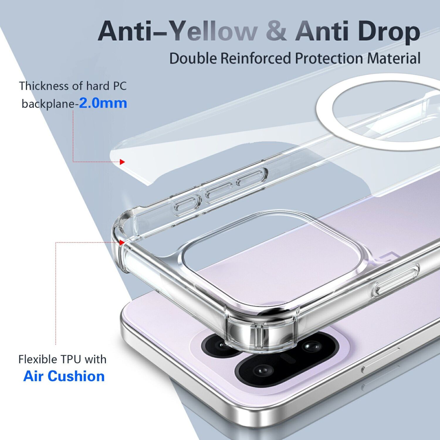 Захисний чохол UniCase AirBag Flow MagSafe для OnePlus 15 - Transparent. Фото 4 Захисний чохол UniCase AirBag Flow MagSafe для OnePlus 15 - Transparent (391378T). Фото 4 з 14