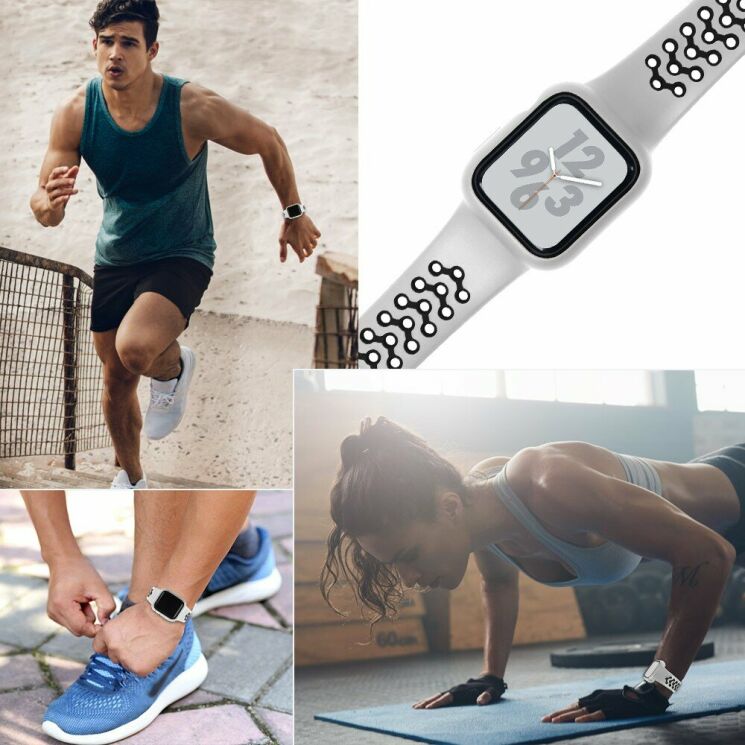 Ремешок Deexe Dot Color для Apple Watch 42 (Series 10) / 41 / 40 / SE 40 / 38 - White / Black: фото 6 из 6