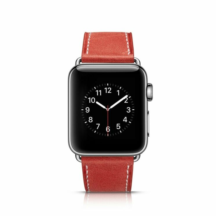 Шкіряний ремінець Deexe Classic для Apple Watch 42 (Series 10) / 41 / 40 / SE 40 / 38 - Red: фото 4 з 6