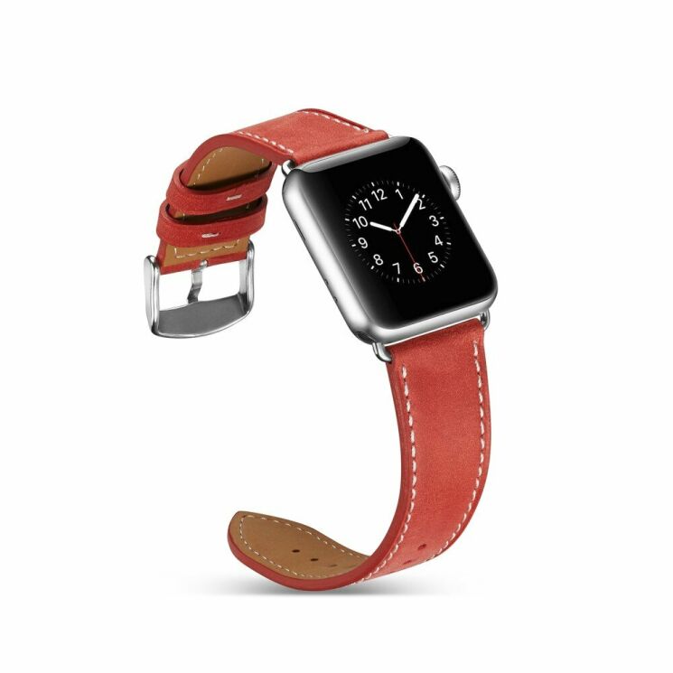 Шкіряний ремінець Deexe Classic для Apple Watch 42 (Series 10) / 41 / 40 / SE 40 / 38 - Red: фото 6 з 6