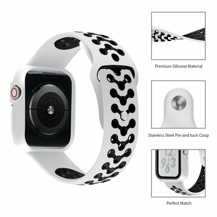 Ремешок Deexe Dot Color для Apple Watch 42 (Series 10) / 41 / 40 / SE 40 / 38 - White / Black: фото 3 из 6