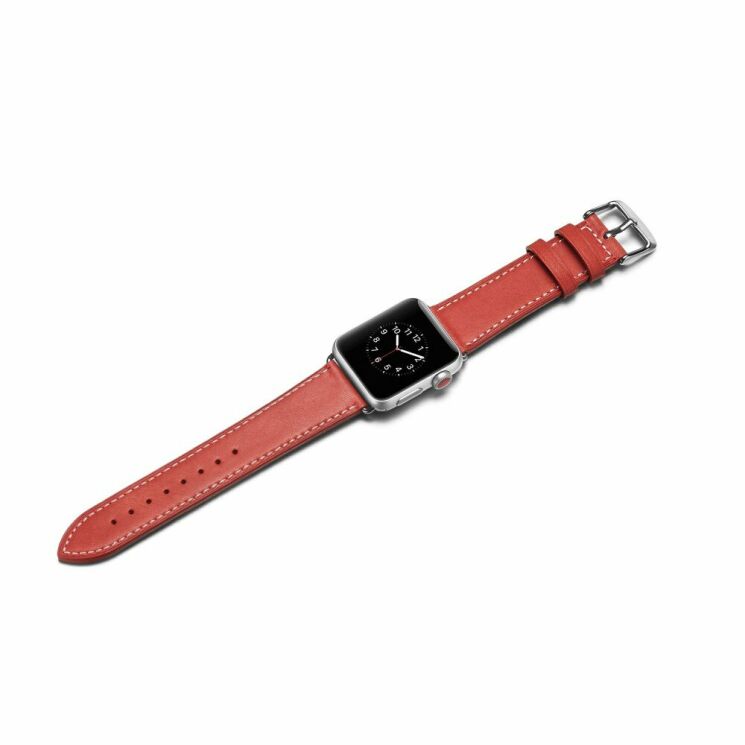 Шкіряний ремінець Deexe Classic для Apple Watch 42 (Series 10) / 41 / 40 / SE 40 / 38 - Red: фото 3 з 6