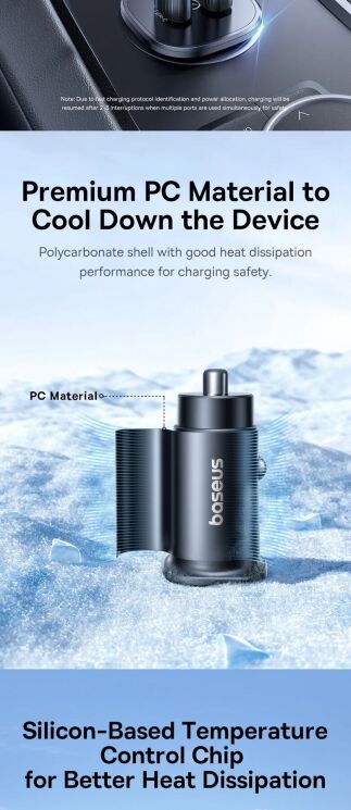 Автомобильное зарядное устройство Baseus GoTrip DP1 (2Type-C) 30W (C00072300123-01) - Black: фото 11 из 18