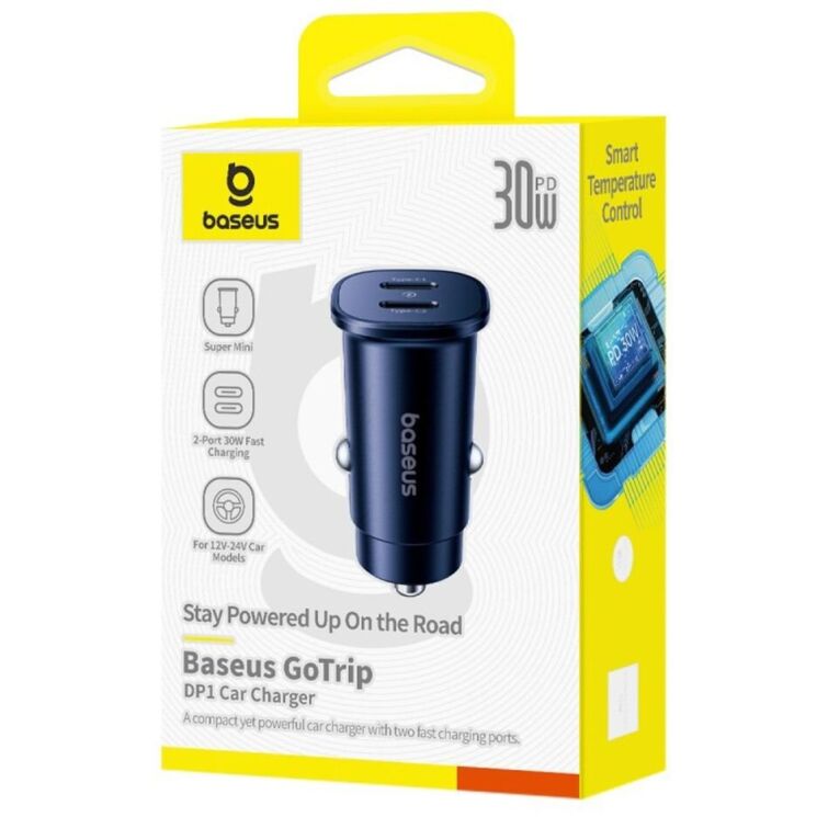 Автомобильное зарядное устройство Baseus GoTrip DP1 (2Type-C) 30W (C00072300123-01) - Black: фото 5 из 18