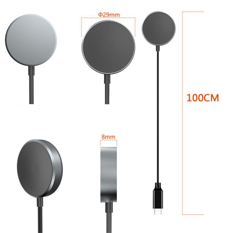 Бездротовий зарядний пристрій Deexe Metal Charger для Samsung Galaxy Watch 3 / 4 / 4 Classic / 5 / 5 Pro / 6 / 6 Classic / 7 / Ultra / Active / Active 2 / FE - Black: фото 4 з 4