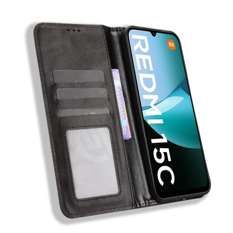 Чохол Deexe Retro Style для Xiaomi Redmi 15C - Black: фото 6 з 18