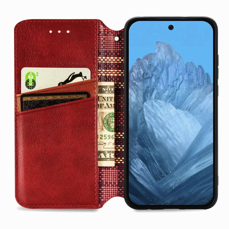 Чохол Deexe Rhombus Wallet для Google Pixel 11 / 11 Pro - Red: фото 2 з 10