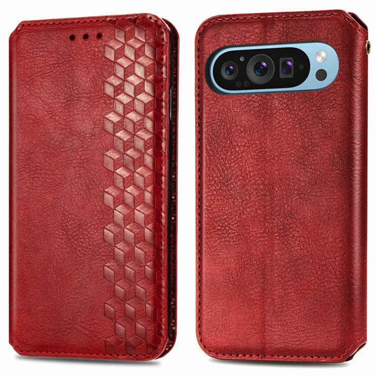 Чохол Deexe Rhombus Wallet для Google Pixel 11 / 11 Pro - Red: фото 1 з 10