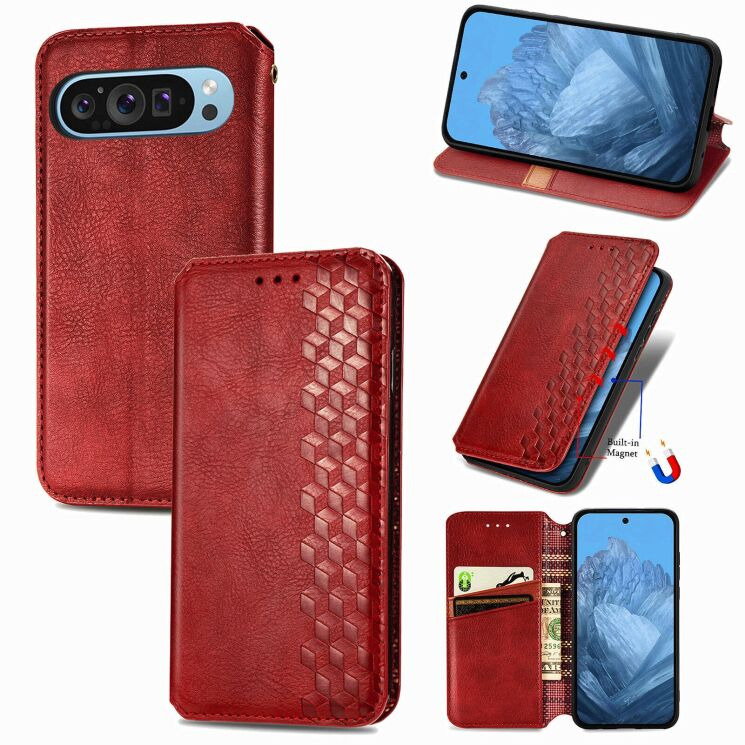 Чохол Deexe Rhombus Wallet для Google Pixel 11 / 11 Pro - Red: фото 6 з 10