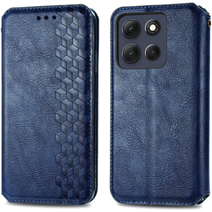 Чехол Deexe Rhombus Wallet для Motorola Edge 70 Fusion - Blue: фото 2 из 8