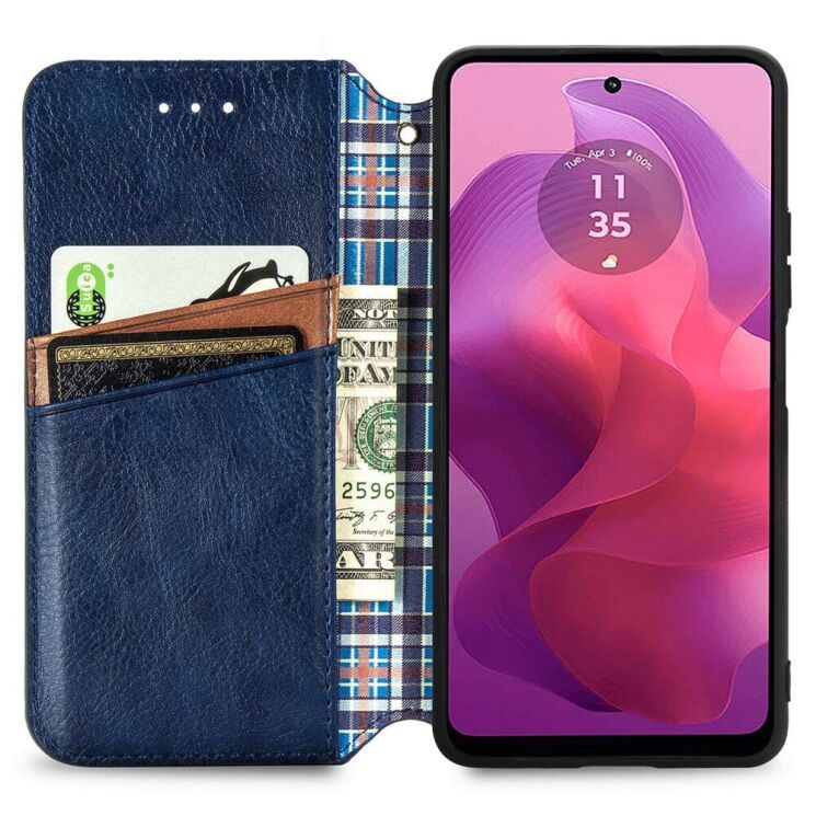 Чохол Deexe Rhombus Wallet для Motorola Moto G24 / G04 / G04s / E14 - Blue: фото 2 з 6