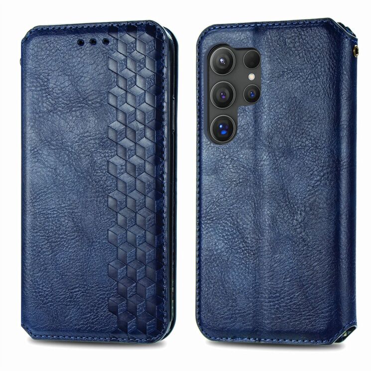 Чохол Deexe Rhombus Wallet для Samsung Galaxy S26 Ultra (S948) - Blue: фото 1 з 6