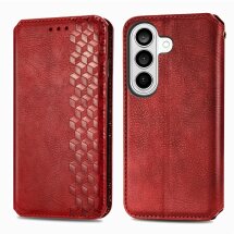 Чехол Deexe Rhombus Wallet для Samsung Galaxy S26 - Red: фото 1 из 6