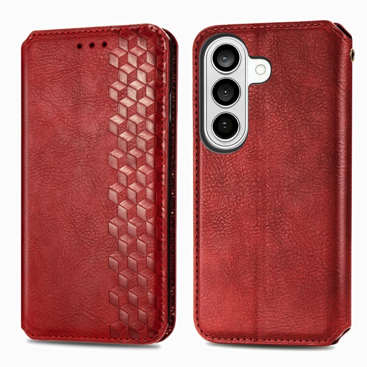 Чехол Deexe Rhombus Wallet для Samsung Galaxy S26 - Red: фото 1 из 6
