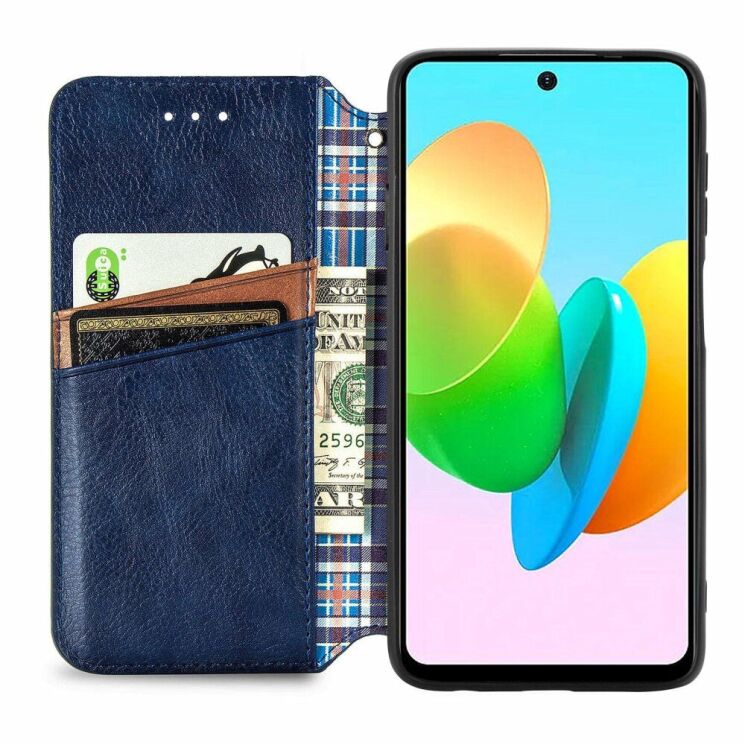 Чохол Deexe Rhombus Wallet для TECNO Spark 20C - Blue: фото 2 з 6