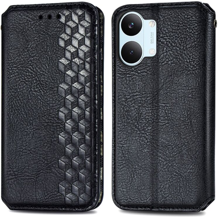 Чехол Deexe Rhombus Wallet для Xiaomi Poco X8 Pro Max - Black: фото 1 из 11