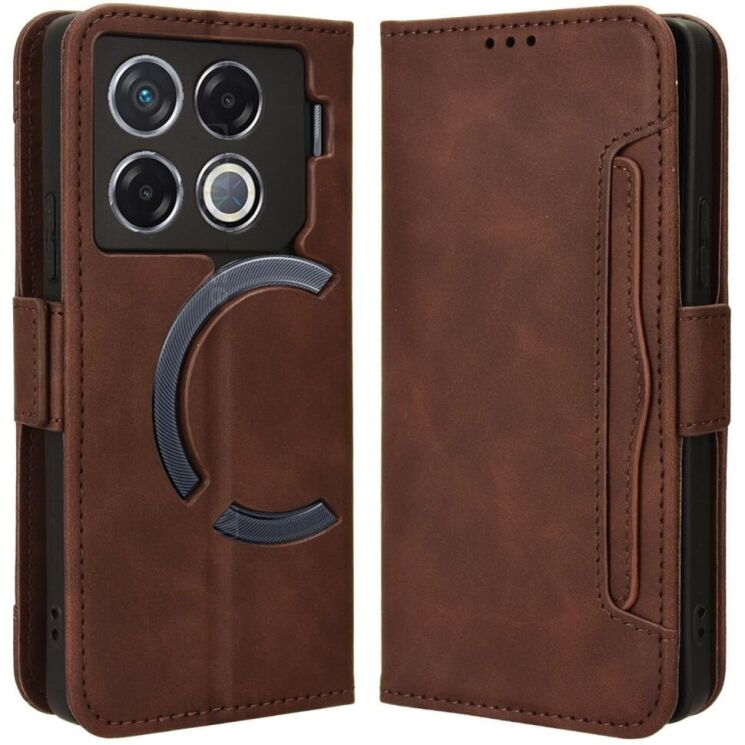 Чехол Deexe Wallet Stand для Infinix GT 20 Pro - Brown: фото 1 из 8