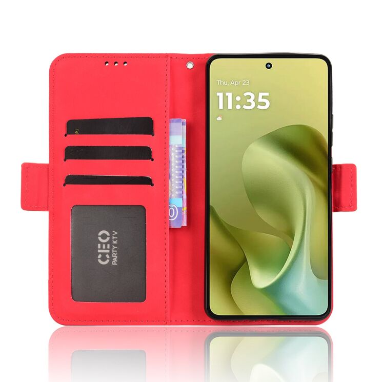 Чохол Deexe Wallet Stand для Motorola Moto G86 Power - Red: фото 6 з 14