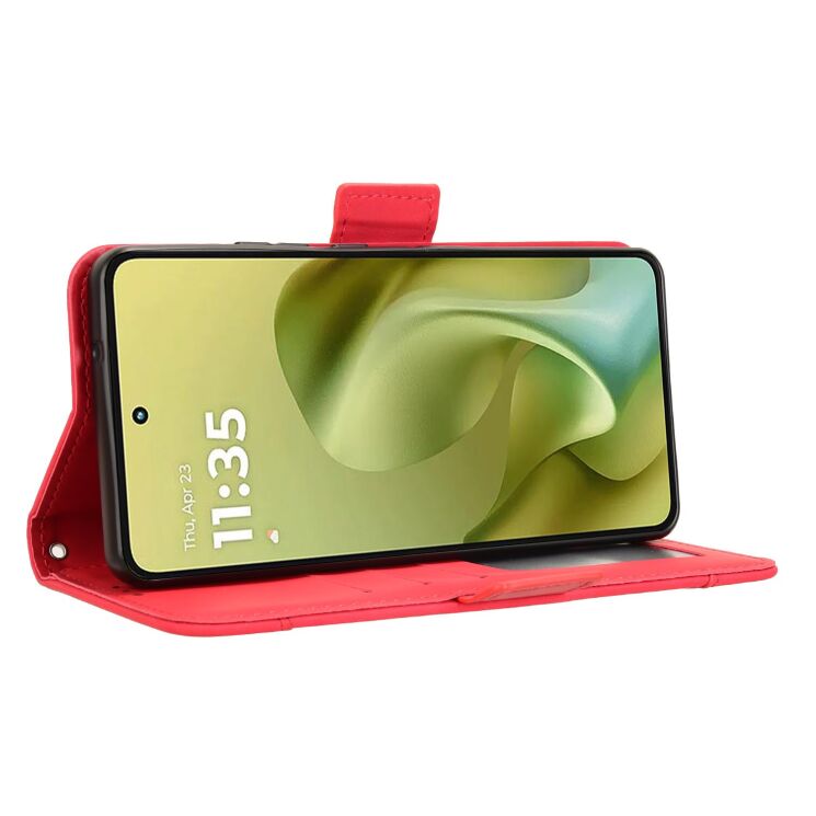 Чохол Deexe Wallet Stand для Motorola Moto G86 Power - Red: фото 7 з 14