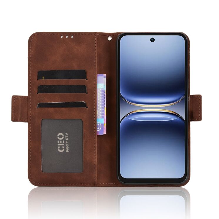 Чохол-книжка з кишеньками Deexe Wallet Stand для TECNO Spark 40 - Brown: фото 6 з 16