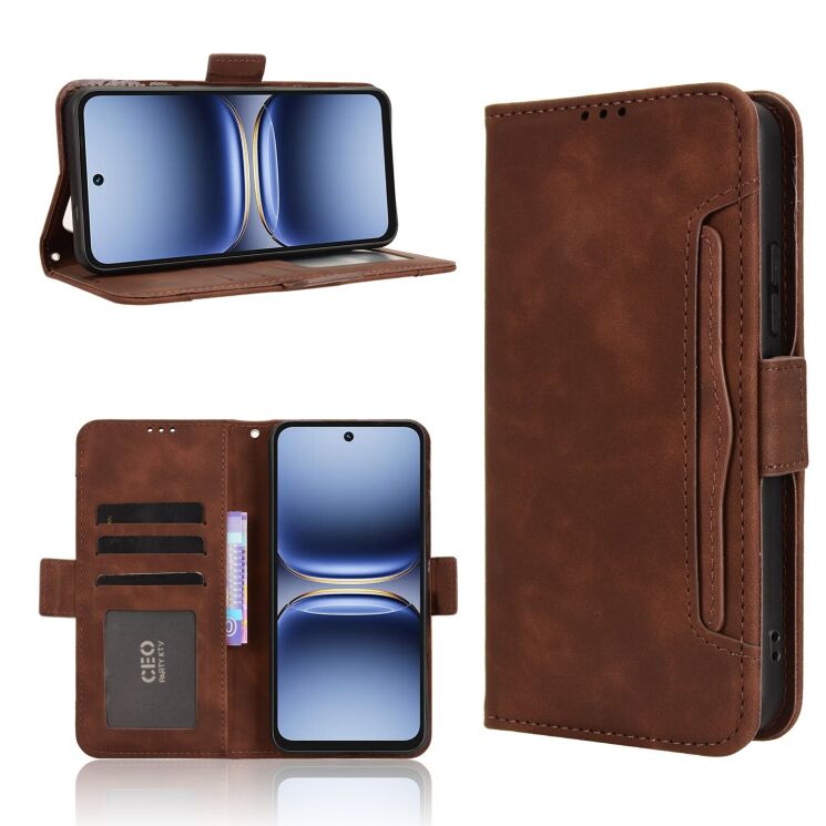 Чохол-книжка з кишеньками Deexe Wallet Stand для TECNO Spark 40 - Brown: фото 9 з 16