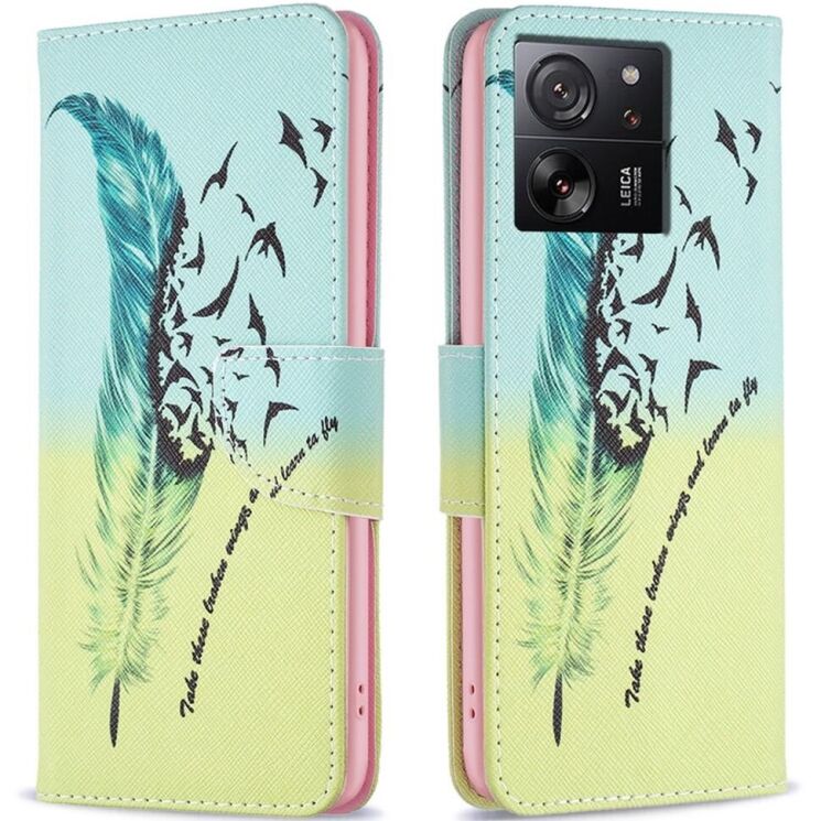 Чехол-книжка Deexe Color Wallet для Xiaomi 13T / 13T Pro - Feather and Birds: фото 1 из 8