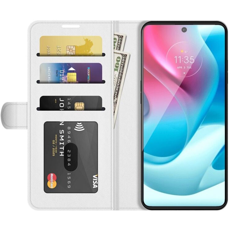 Чехол-книжка Deexe Wallet Style для Motorola Moto G60s - White: фото 3 из 8